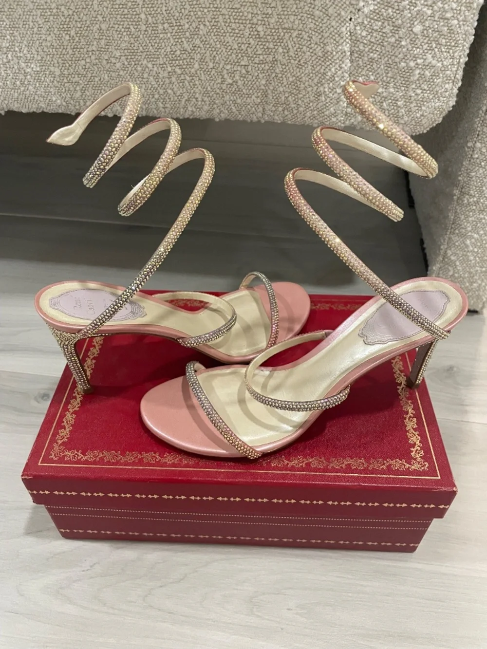 Rene Caovilla Pink Crystal Sandal